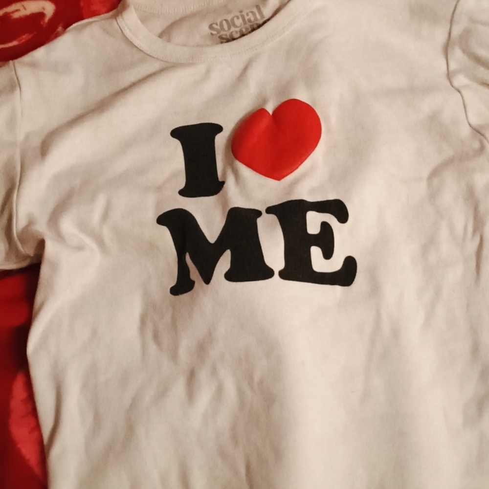 White and Red 'I Love Me' T-Shirt